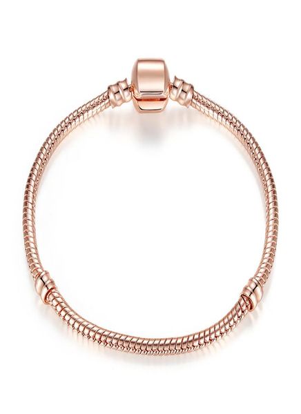

authentic silver plated chain 18k rose gold 3mm chain bracelet fit pandora silver charms european beads bracelet diy jewelry4412228, Golden;silver