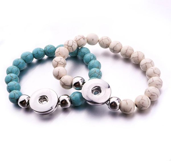 

natural stone snap jewelry handmade beaded bracelet fit 18mm snaps buttons elastic strand beads bracelet5073147, Golden;silver