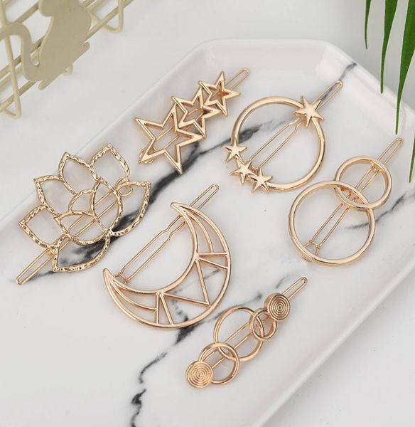 

2020 fashion woman hair accessories triangle hair clip pin metal geometric alloy hairband moon circle hairgrip barrette girls hold1438710, Black;brown