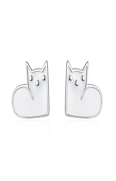 

tt197 s925 sterling silver needle super cute cats ear stud earrings female personality epoxy black cat jewelry for young girl gif4328067