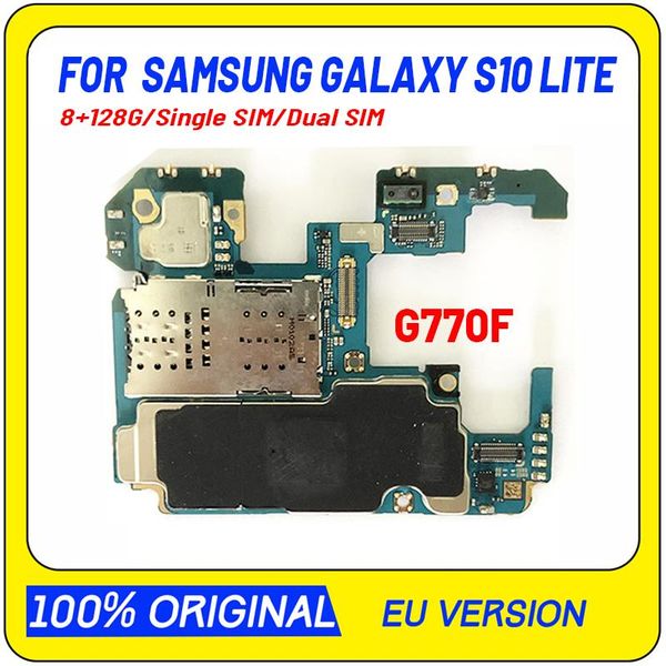

parkas for samsung galaxy s10 lite motherboard 128gb g770f 8gb ram eu version original unlocked plate logic board 1 sim plate, Black