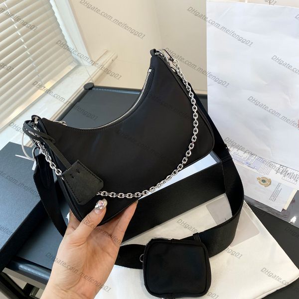 

luxurys designers nylon 2000 underarm bags man womens hobo handbags 3pcs 2005 shoulder bags hip-hop cross body purse leather totes evening b