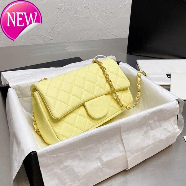 

women's brand designer shoulder bags tote 2023 new fashion classic clamshell small square bag texture real skin yellow caviar crossbody