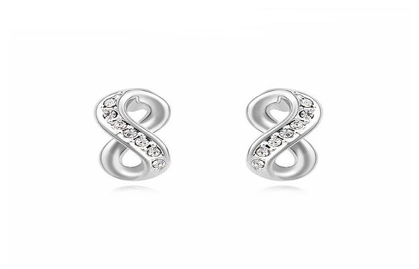 

lucky number 8 crystal earrings romantic valentine039s day gift women fashion elements stud earrings jewellery5536644, Golden;silver