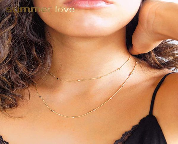 

fashion gold silver charm pendants choker necklaces for women girls multilayer small bead chain personality necklace jewelry gift8585308