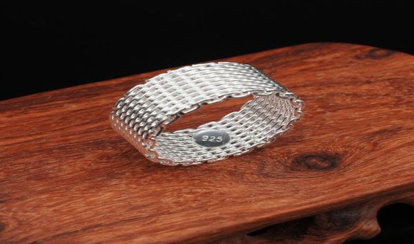 

fashion 925 sterling silver plated copper rings jewelry handmade net round rings mesh rings size 510can be mixed size6640452