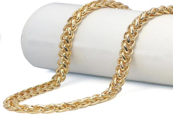 

braided gold wheat link franco chain necklaces gold man stainless steel spiga chain necklace hip hop polished fashion jewelry5636873, Silver