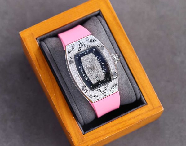 

fantastic diamond r i c h a r d luxury super style female wrist watches rm007 rm07-01 montre designer high-end quality iced out bezel for wo, Slivery;brown