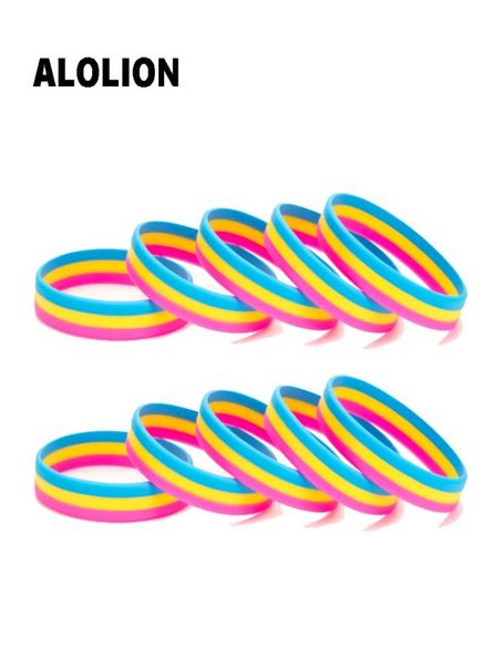 

pansexual pride asexual silicone rubber bracelets sports wrist band bangle 00042259528, Golden;silver