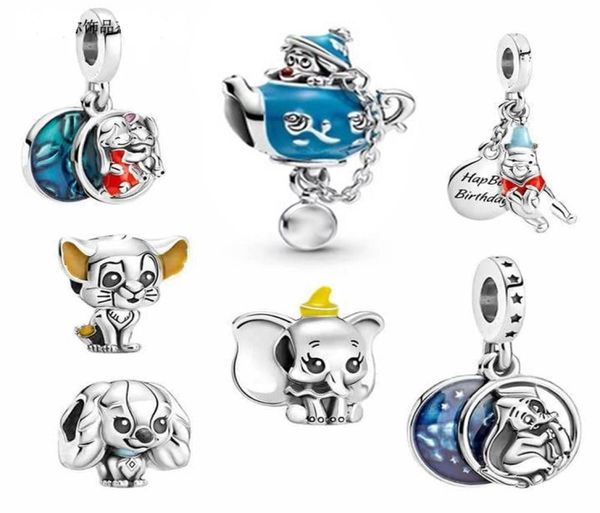 

fit pandora bracelet 30pcs little elephant cat dog happy birthday bear christmas silver charm bead fit original pandora bracelets 1799113, Black
