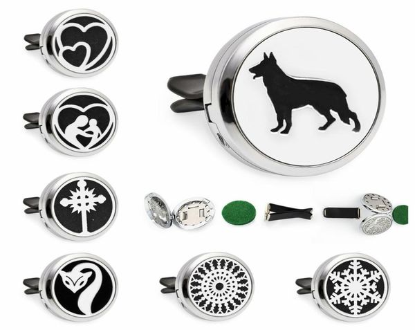 

fashion styles 30mm magnetic essential oil aromatherapy car diffuser locket perfume locket removable vent clip 10pcs pads random7781085, Silver