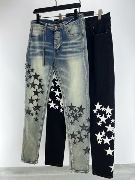 

2023 new mens jeans designer denim jeans five-pointed star holes jean skinny pants man motorcycle riding slim denim pants, Blue