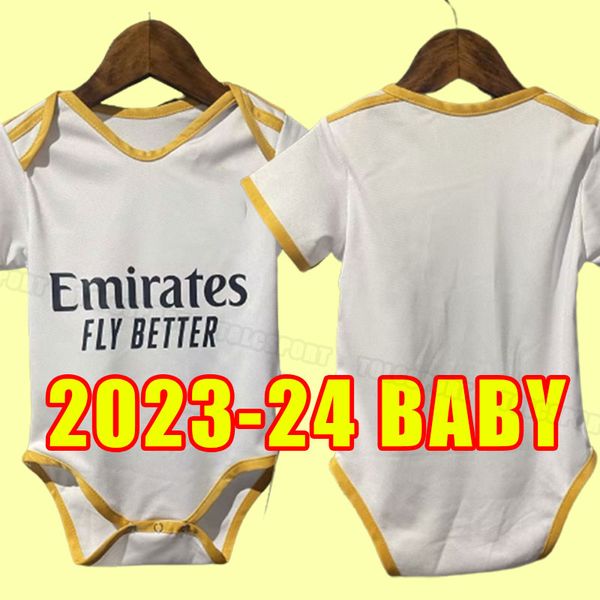 

baby soccer jerseys 23 24 football shirt vini jr modric rodrygo rudiger 2023 2024 camavinga real madrids men kids full set bellingham infant, Black;yellow