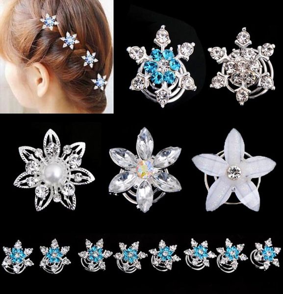 

wedding bride crystal snowflake hair pins pearls flowers hair clip kids girls swirl spiral hairpins hair accessories jewelry7225684, Slivery;golden