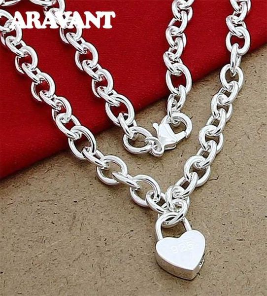 

925 silver heart lock necklaces chains women pendant necklace valentines couple jewelry gift 2201199691977