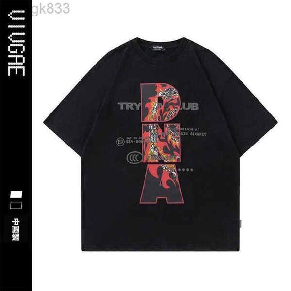 

vivgae china-chic brand niche design funny skull print t sleeve 2023 summer classic loose short sleeve men, White;black