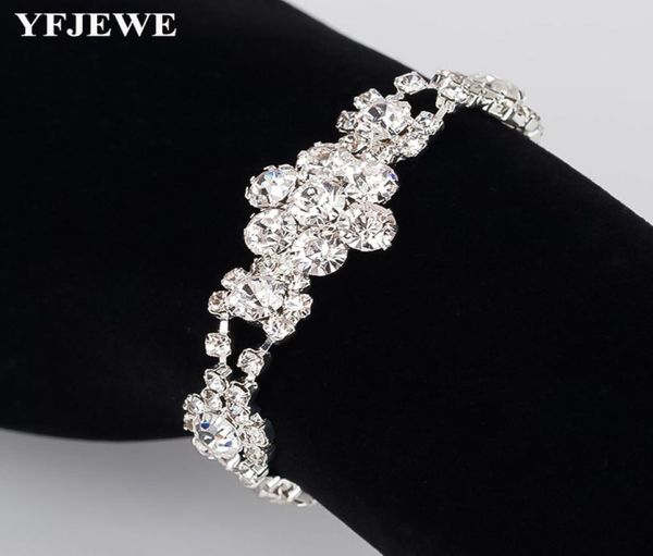 

charming bracelets for women silvercolor flower crystal pulseras mujer femme wedding jewelry for women b1778875228, Black