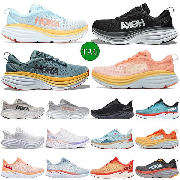 

hoka bondi 8 running shoes for men women hokas black white summer song shark grey goblin blue harbor mist real teal mens women trainers outd