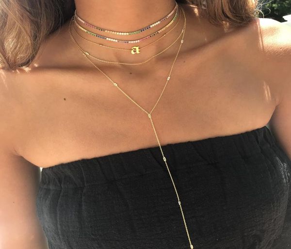 

2021 selling european usa women gift jewelry rainbow cz tennis choker necklace statement necklaces colorful stone 2mm tennis c9717612, Silver