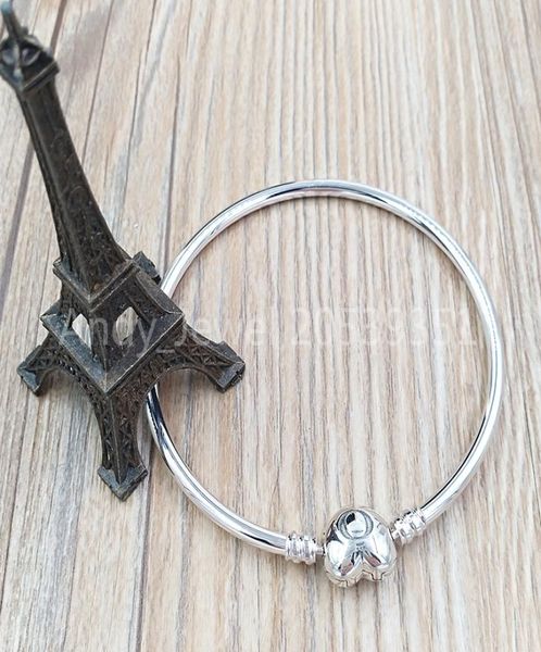 

moments silver bangle bracelet logo heart clasp authentic 925 sterling silver fits european pandona style jewelry charms beads and1591182, Black