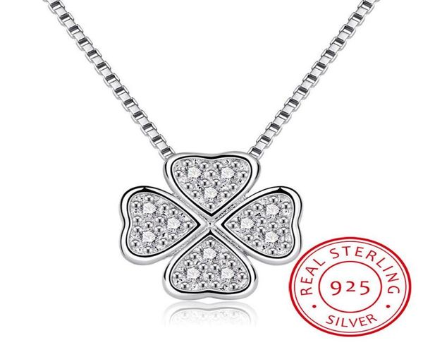 

chains real 925 sterling silver jewelry love clover necklaces amp pendants rhinestones fashion choker maxi necklace women collar9240183