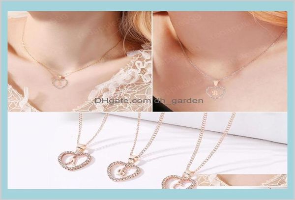

pendants rose golden letter necklaces for women crystal love heart az alphabet pendant necklace fashion wedding jewelry valentines4017105, Silver