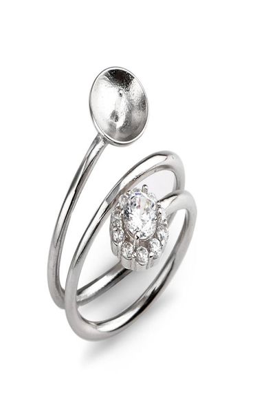 

clear cz flower ring settings circle round band 925 sterling silver elegant women jewelry big pearl 5 pieces7763712, Slivery;crystal