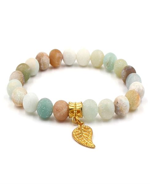 

new amazon frosted stone bracelets natural stone star leaf crown pendant elastic bangles for women gift5748163, Black