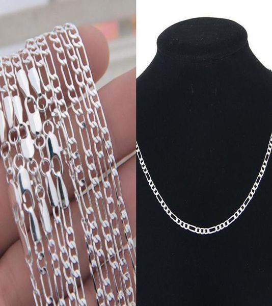 

20pcs 925 solid sterling silver chains 2mm women039s figaro link necklace 16quot30quot4145416