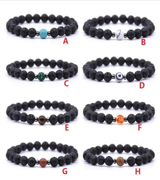 

hematite natural black lava stone beads strand elastic bracelet essential oil diffuser bracelets volcanic rock beaded hand strings7927028