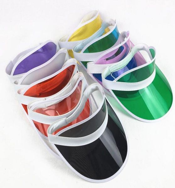 

dhl transparent sun visor hat creative clear plastic empty cap outdoor travel beach sunscreen sun hat7219331, Yellow