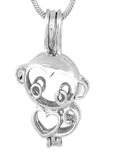 

18kgb funny monkey pearl cage pendants oyster lockets for diy wish love pearl good gift women p873336100, Silver