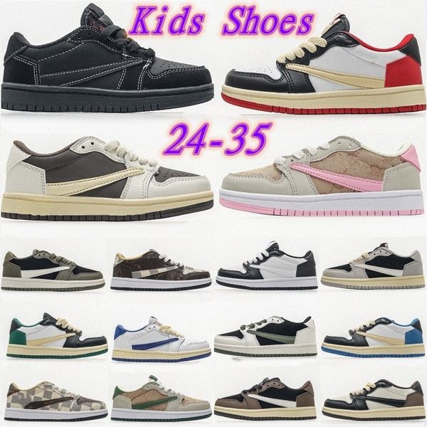 

kids jumpman 1s 1 boys basketball shoes toddlers low kid sports sneaker pine game chicago mocha kid boy girl trainers athletic 24-35xmba#, Black