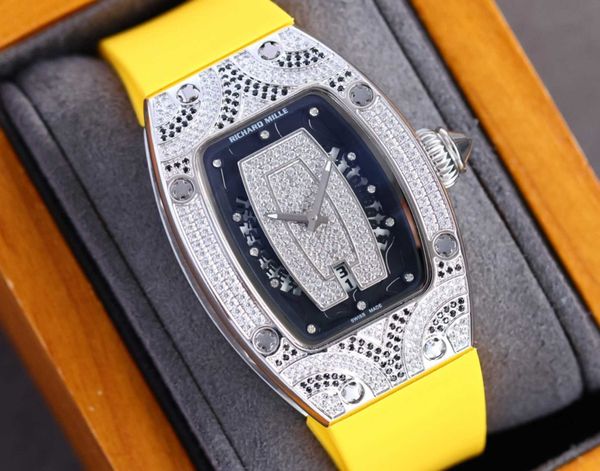 

fantastic diamond r i c h a r d luxury super style female wrist watches rm007 rm07-01 montre designer high-end quality iced out bezel for wo, Slivery;brown