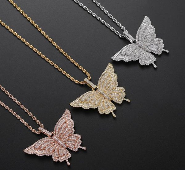 

gold silver colorbling cz stone butterfly pendant necklace for men women with 24inch rope chain nice gift for friend4205944