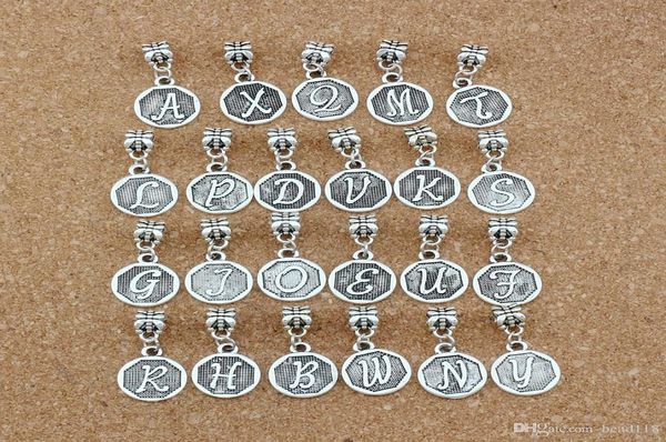 

50pcslot antique silver mix letter initial charm pendants for jewelry making bracelet necklace diy accessories 148x308mm a419a7923229, Bronze;silver