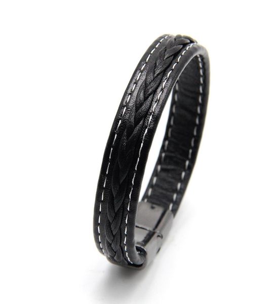 

new men jewelry punk black brown braided leather bracelet for men magnetic clasp bangles gifts6531702, Golden;silver