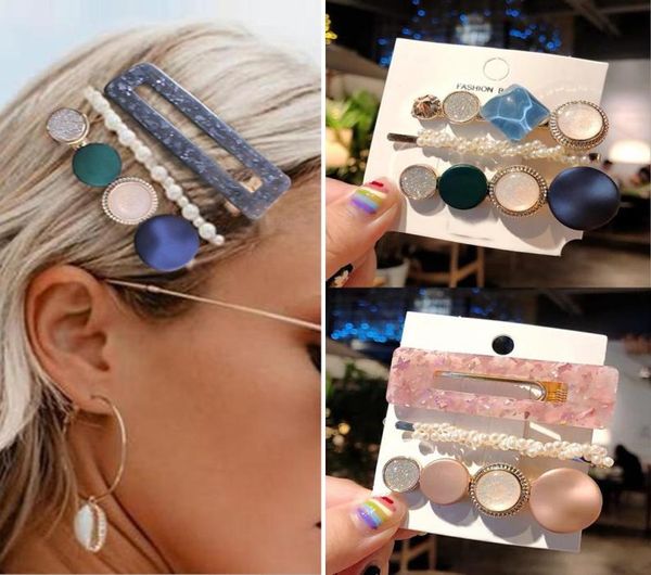 

3pcsset acrylic hair clips girls hairpins for women european and american retro alloy metal princess headband hair accessories se2794020, Slivery;white