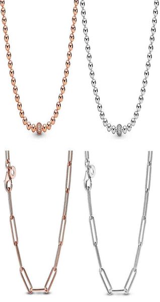 

rose gold long me link cable pattern circular clasp beads necklace for 925 sterling silver bead charm diy jewelry7567684