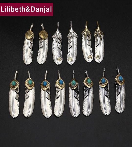 

goro takahashi pendant 100 real 925 sterling silver natural stone feather necklace pendant for men women fine jewelry lj2010166018654