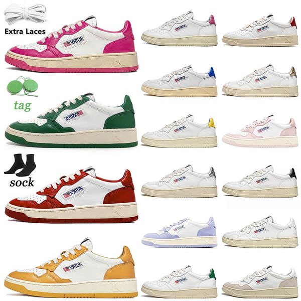 

mens causal shoes autry medalist panda black white fuchsia yellow red purple silver golden suede leather outdoor sneakers womens sports trai