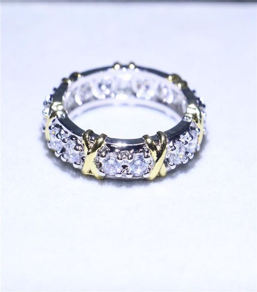 

brand jewelry white gold filled wedding engagement band ring simulated diamond zirconia cz prong rings for women men unique gift s4232380, Slivery;golden