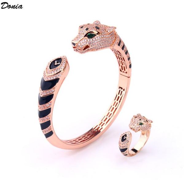 

donia jewelry luxury bangle european and american fashion exaggerated classic striped leopard copper inlaid zircon set designer gi6354285, Black