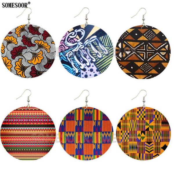 

doublesided printing european and american fashion african 504 wooden earring1787233, Silver