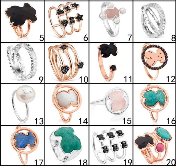 

whole 2020 100 925 sterling silver bear ring2 fashion ring jewelry manufacturer bear set gift8239584, Slivery;golden
