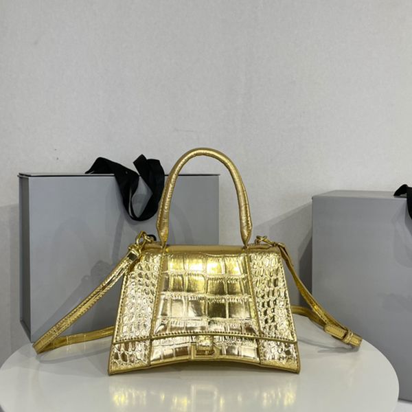 

crocodile pattern handbag shoulder crossbody bag hourglass bag hardware letter leather handle genuine leather cowhide detachable adjustable