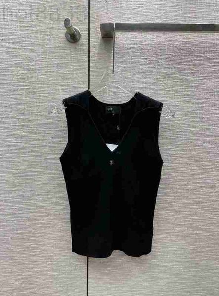 

women's tanks & camis designer summer new simple fashion slim fit metal double c dotted knitted tank symd, White