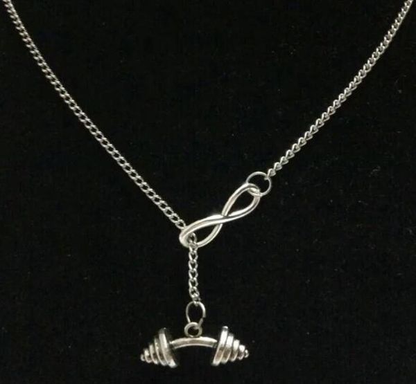 

5pcslot vintage ancient silverfitness dumbbellsstarfishtreasure keymoon charms collar sweater chain pendant necklace jewelry g4458294, Silver