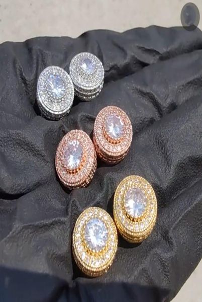 

fashion earrings full crystal zirconia cz stud earrings trendy gold silver color men women punk brincos8433724, Golden;silver