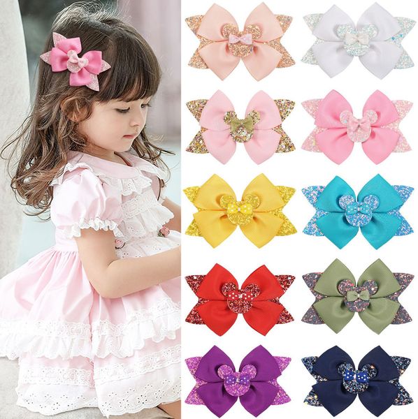 

4.5 inch girls hair accessories - sparkling sequin bow hair clips - cartoon styles for little girls - wide variety to choose from - perfect
